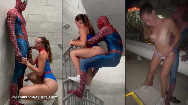 Ashley Aoky – Spiderman Outfit Cosplay Public Sextape